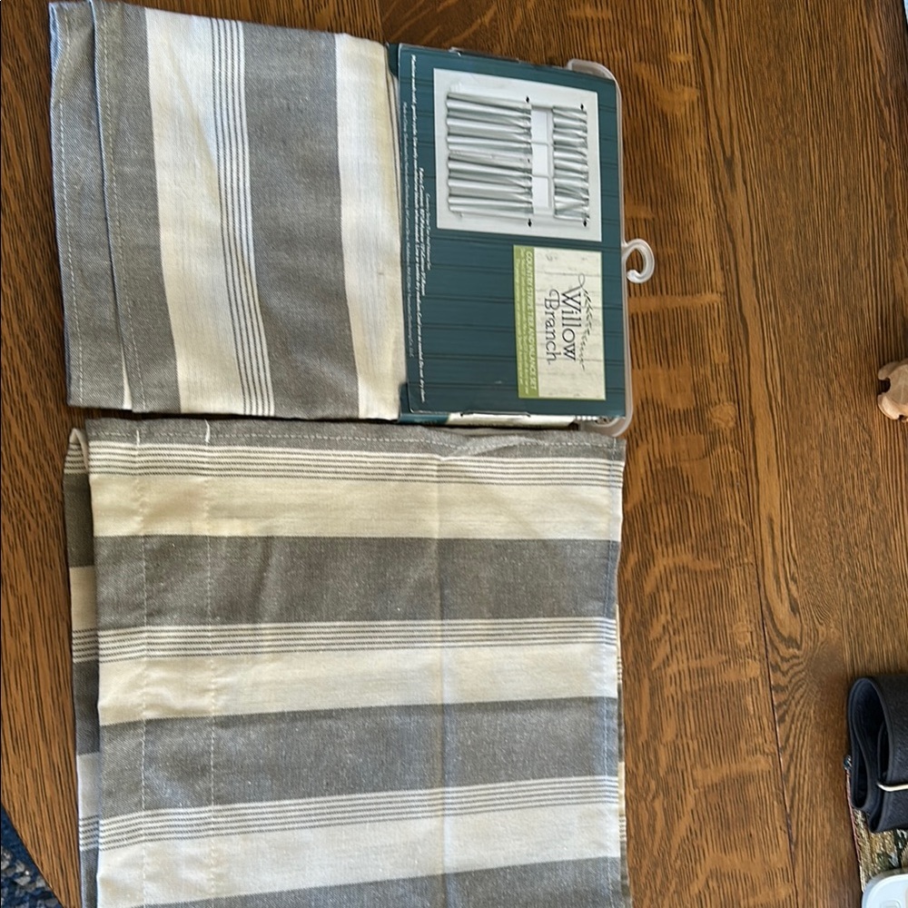 Gray and Cream Striped Curtains